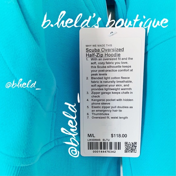 lululemon Scuba Oversized Half-Zip Hoodie in Electric Turquoise Size M/L New NWT - Picture 2 of 15